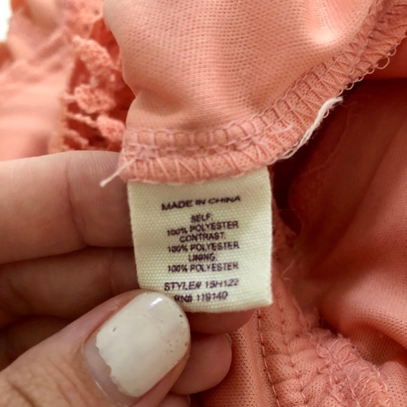 🍀Altar’d State Peach Crochet Long Sleeve Romper - Picture 6 of 9